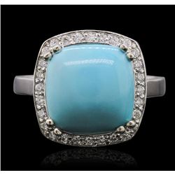 14KT White Gold 4.63ct Turquoise and Diamond Ring