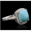 Image 2 : 14KT White Gold 4.63ct Turquoise and Diamond Ring