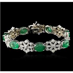 14KT White Gold 21.63ctw Emerald and Diamond Bracelet