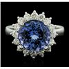 Image 1 : 14KT White Gold 4.23ct Tanzanite and Diamond Ring