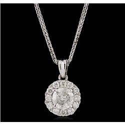 14KT White Gold 0.92ctw Diamond Pendant With Chain