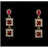 Image 1 : SILVER 8.16ctw Red Crystal and Cubic Zirconia Earrings