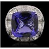 Image 1 : 18KT White Gold GIA Certified 19.06ct Tanzanite and Diamond Ring