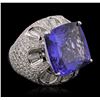 Image 2 : 18KT White Gold GIA Certified 19.06ct Tanzanite and Diamond Ring