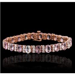 14KT Rose Gold 19.11ctw Multi-Color Sapphire and Diamond Bracelet