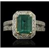Image 1 : 18KT White Gold 2.77ct Emerald and Diamond Ring