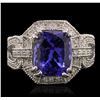 Image 1 : 14KT White Gold 5.24ct Tanzanite and Diamond Ring