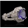 Image 2 : 14KT White Gold 5.24ct Tanzanite and Diamond Ring