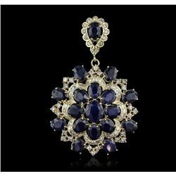 14KT Yellow Gold 28.47ctw Sapphire and Diamond Pendant