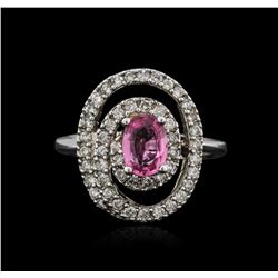 14KT White Gold 0.96ct Pink Sapphire and Diamond Ring