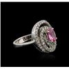 Image 2 : 14KT White Gold 0.96ct Pink Sapphire and Diamond Ring