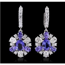 14KT White Gold 6.74ctw Tanzanite and Diamond Earrings