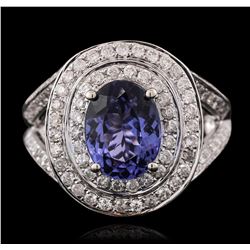 14KT White Gold 2.46ct Tanzanite and Diamond Ring