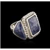 Image 2 : 14KT White Gold 20.59ctw Sapphire and Diamond Ring