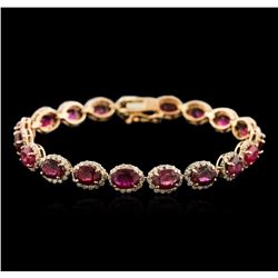 14KT Rose Gold 19.03ctw Ruby and Diamonds Bracelet