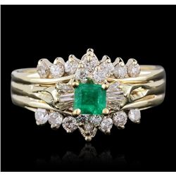 14KT Yellow Gold 0.50ct Emerald and Diamond Ring