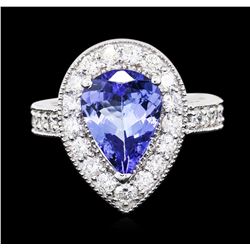 14KT White Gold 3.04ct Tanzanite and Diamond Ring