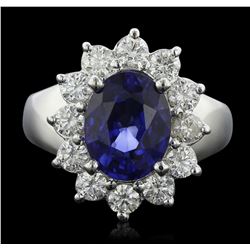 14KT White Gold 3.56ct Sapphire and Diamond Ring