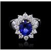 Image 2 : 14KT White Gold 3.56ct Sapphire and Diamond Ring