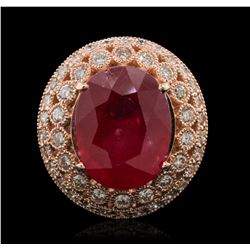 14KT Rose Gold 12.37ct Ruby and Diamond Ring