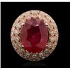 Image 1 : 14KT Rose Gold 12.37ct Ruby and Diamond Ring