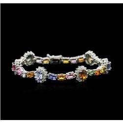 14KT White Gold 18.15ctw Multicolor Sapphire and Diamond Bracelet