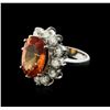 Image 2 : 18KT White Gold 13.48ct Orange Sapphire and Diamond Ring