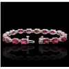 Image 3 : 14KT White Gold 18.18ctw Ruby and Diamond Bracelet