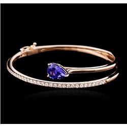 14KT Rose Gold 3.18ct Tanzanite and Diamond Bangle Bracelet