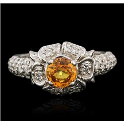 14KT White Gold 1.24ct Yellow Sapphire and Diamond Ring