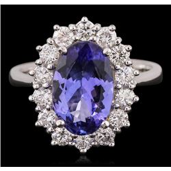 14KT White Gold 2.80ct Tanzanite and Diamond Ring