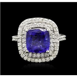 14KT White Gold 3.67ct Tanzanite and Diamond Ring