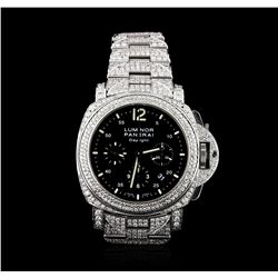 Panerai Stainless Steel 14.00ctw Diamond Luminor Daylight Wristwatch