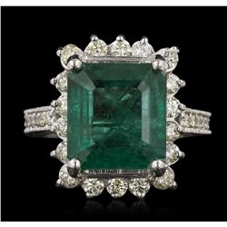 14KT White Gold 5.71ct GIA Certified Emerald and Diamond Ring