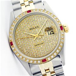 Gents Rolex Two-Tone 2.00ctw Diamond and Ruby DateJust Wristwatch