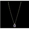 Image 2 : 14KT Yellow Gold 3.17ct Tanzanite and Diamond Pendant with Chain