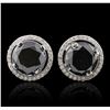 Image 1 : 14KT White Gold 6.27ctw Black Diamond and Diamond Earrings