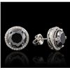 Image 2 : 14KT White Gold 6.27ctw Black Diamond and Diamond Earrings