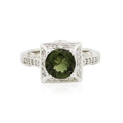 14KT White Gold 1.88ct Green Tourmaline and Diamond Ring