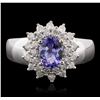 Image 1 : 14KT White Gold 0.83ct Tanzanite and Diamond Ring