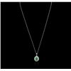 Image 2 : 14KT White Gold 1.07ct Emerald and Diamond Pendant With Chain
