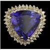 Image 1 : 14KT Yellow Gold 29.67ct GIA Cert Tanzanite and Diamond Ring
