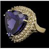 Image 2 : 14KT Yellow Gold 29.67ct GIA Cert Tanzanite and Diamond Ring