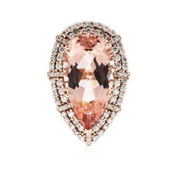 14KT Rose Gold GIA Certified 29.95ct Morganite and Diamond Ring