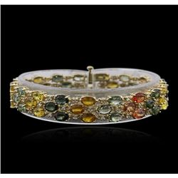 14KT Yellow Gold 28.17ctw Multicolor Sapphire and Diamond Bracelet