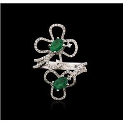 18KT White Gold 0.95ctw Emerald and Diamond Ring