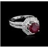 Image 2 : 18KT White Gold 2.87ct Ruby and Diamond Ring