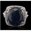 Image 1 : 18KT White Gold 14.09ct Sapphire and Diamond Ring