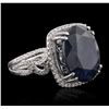 Image 2 : 18KT White Gold 14.09ct Sapphire and Diamond Ring