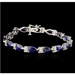 14KT White Gold 13.65ctw Sapphire and Diamond Bracelet